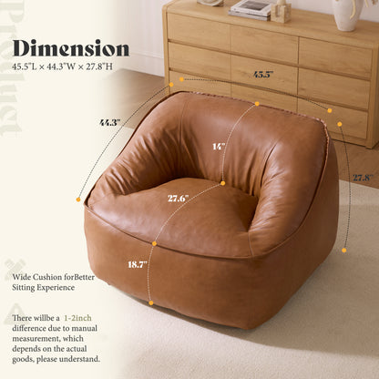 Amerlife Oversized Bean Bag Lounge Chair-Brown Pu