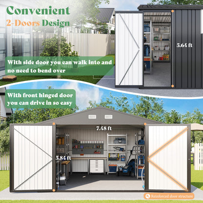 Extra Large Outdoor Metal Garage Shed Amerlife 10x21x7.3 FT 