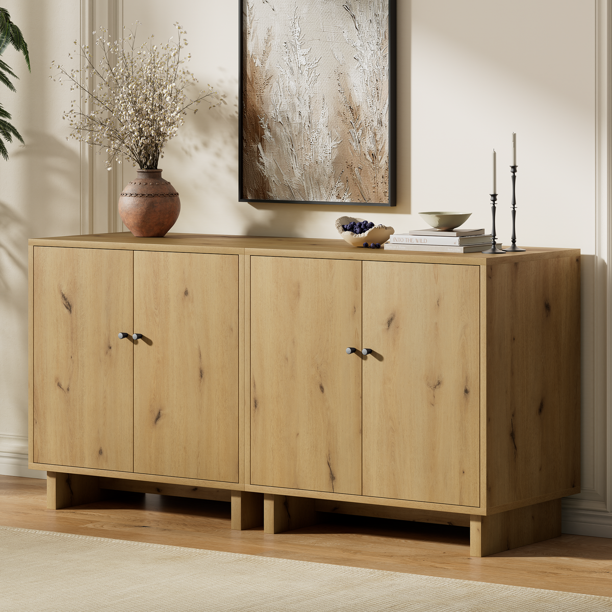 MKG002 Modular Storage Cabinet-2pc-F-oak