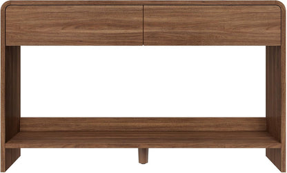 Curvia Wooden Console Table Amerlife Fluted Panel / 55" / Brown