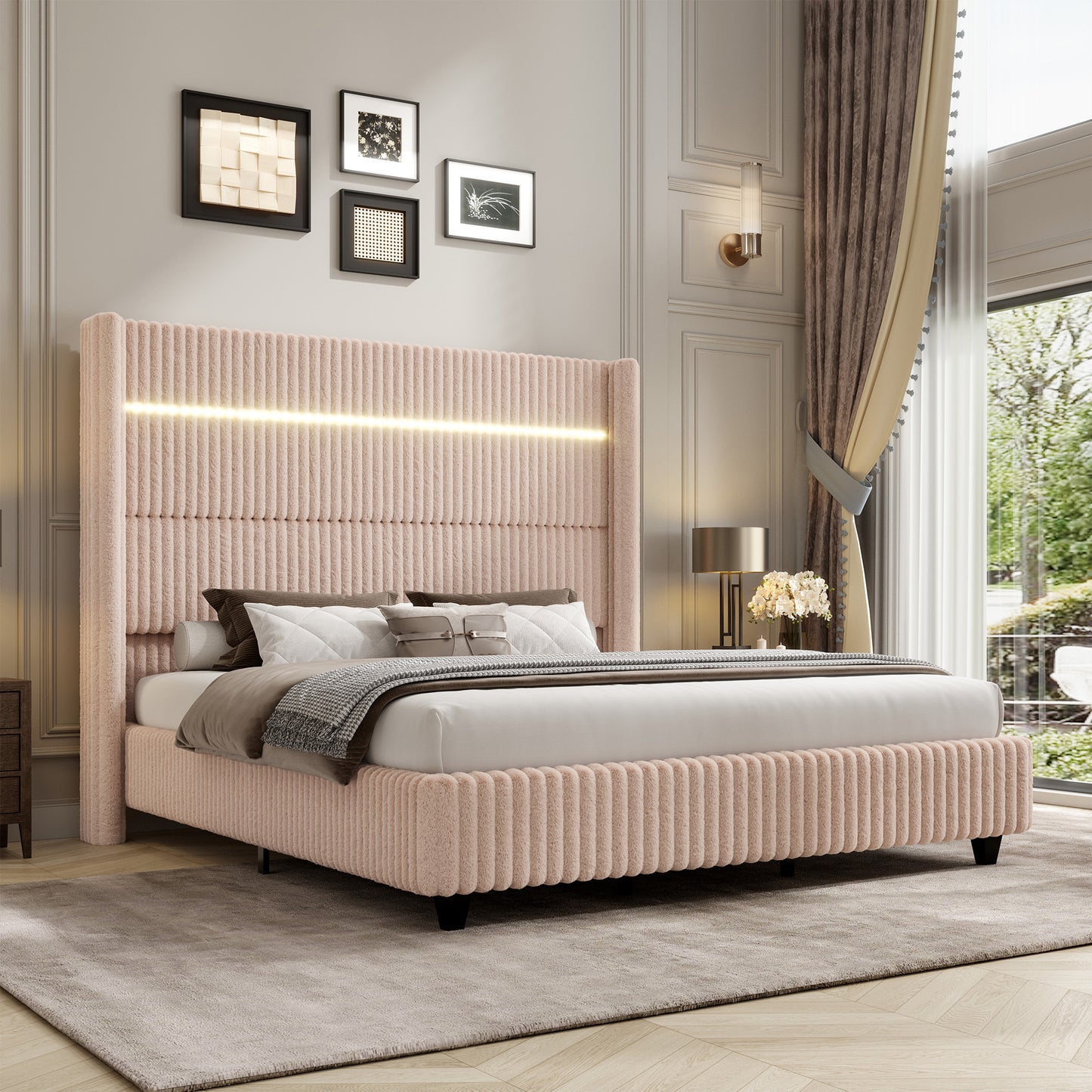 Warren Faux-Fur Bed Frame Amerlife 