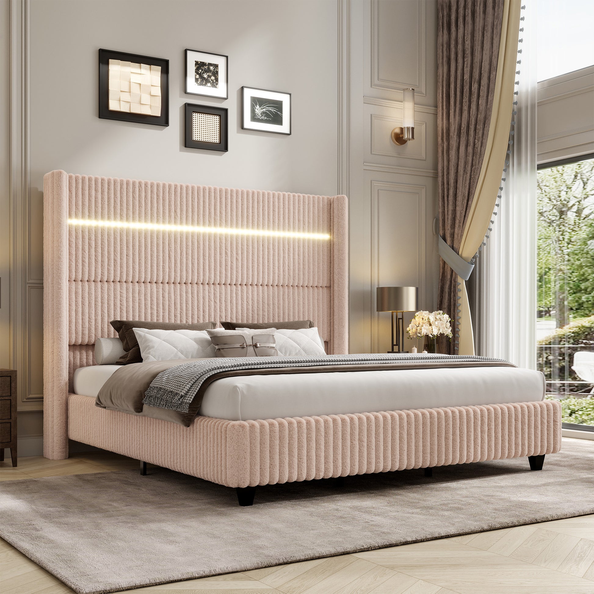 Warren Faux-Fur Bed Frame Amerlife 