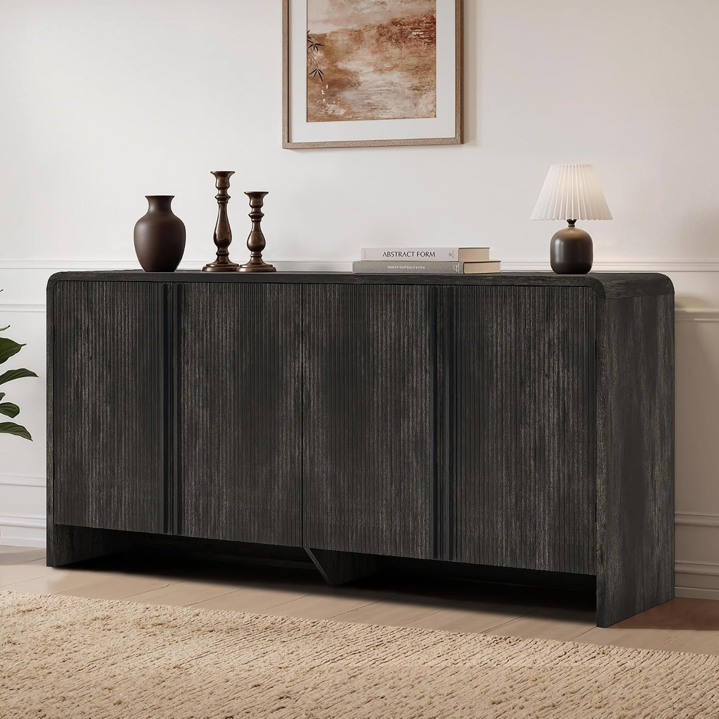 Creno 63" Fluted TV Stand Amerlife Black
