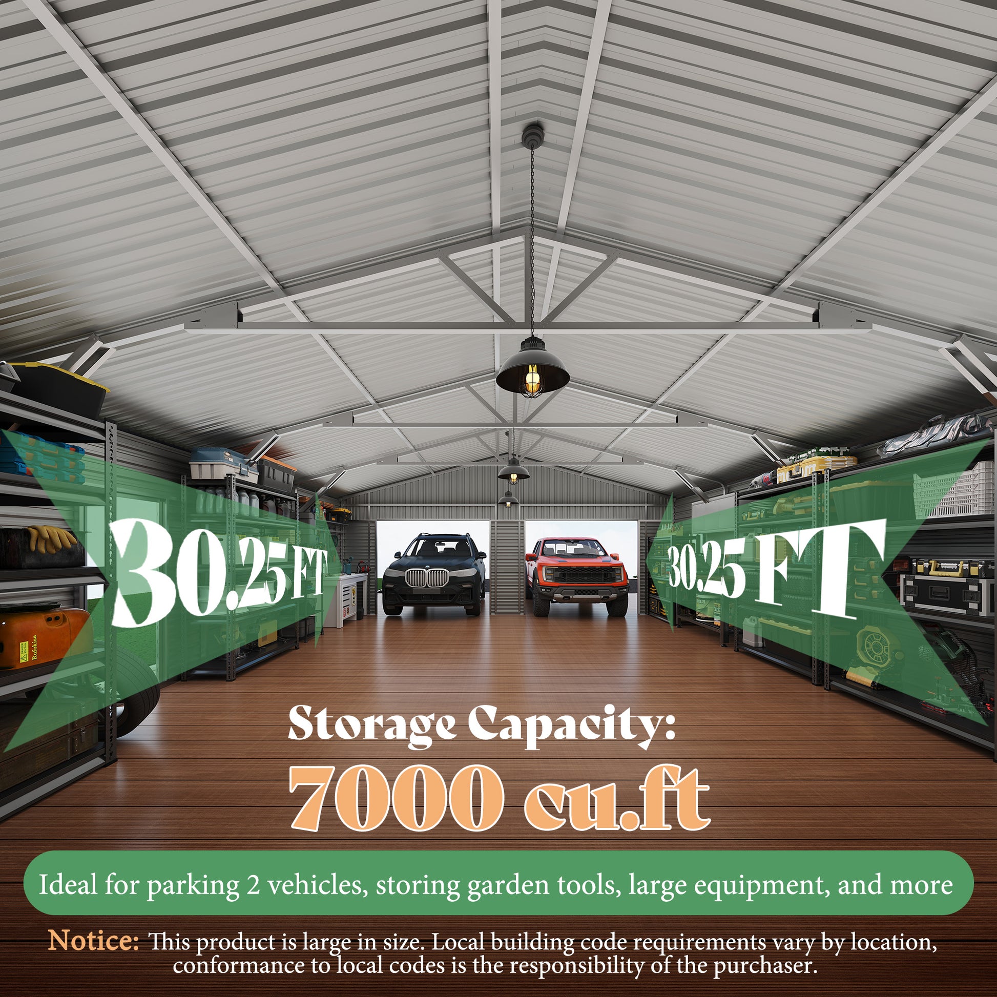 Extra Large Outdoor Metal Garage Shed Amerlife 25x30x11.5 FT 