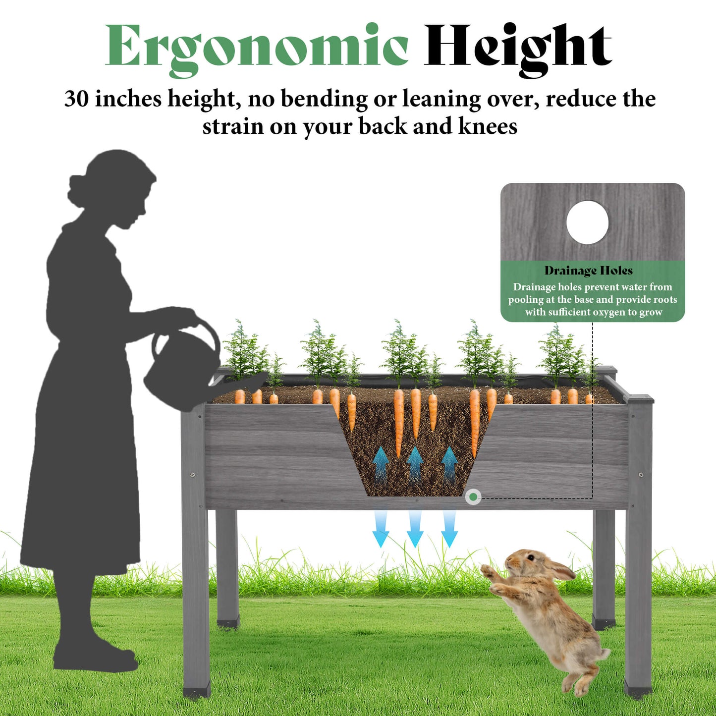Flowerdom Elevated Wood Planter Box Amerlife