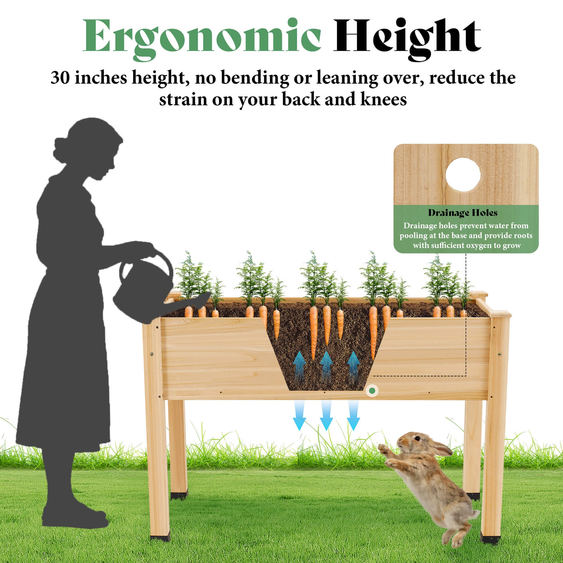Flowerdom Elevated Wood Planter Box Amerlife