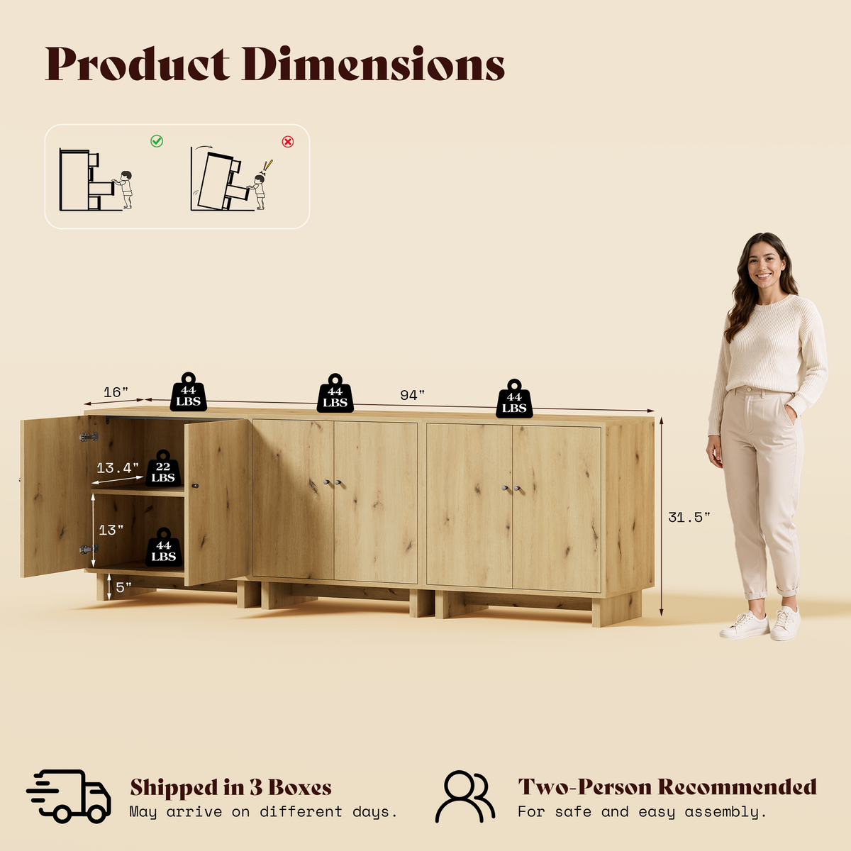 MKG002 Modular Storage Cabinet-3pc-F-oak