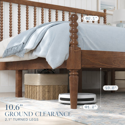 Classic Bobbin Solid Wood Bed Frame-King-Dark Walnut