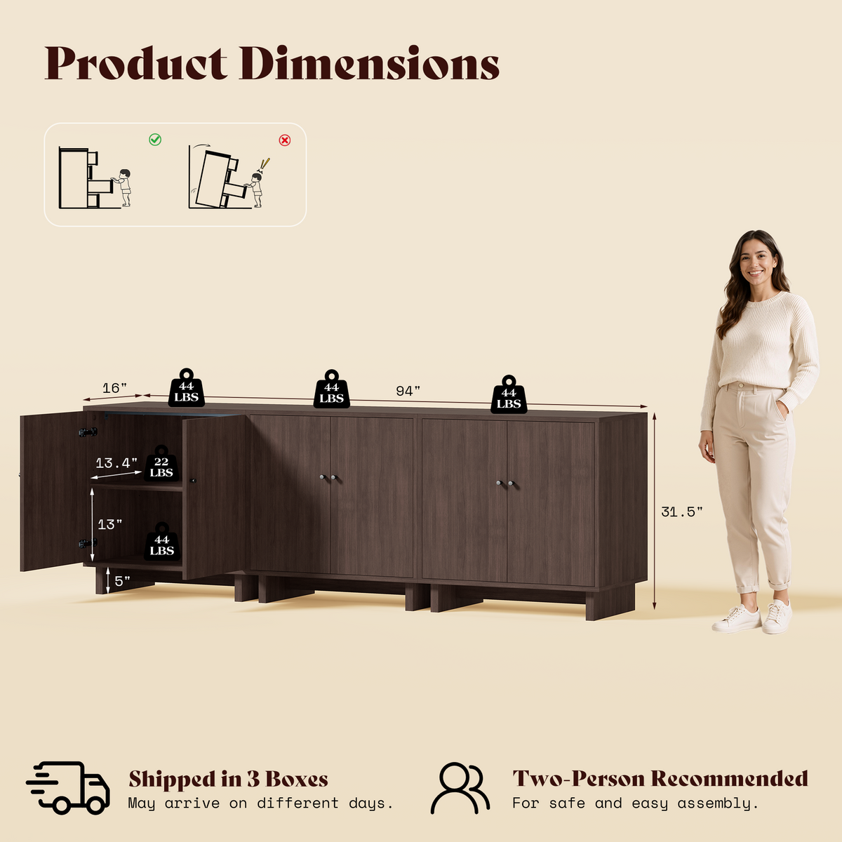 MKG002 Modular Storage Cabinet-3pc-F-walnut