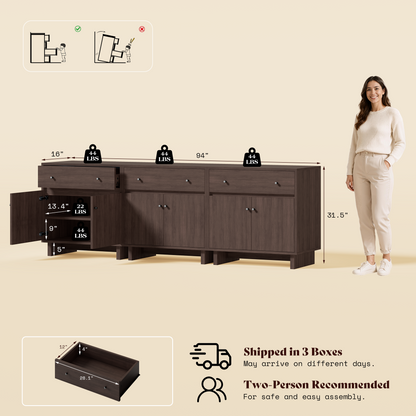 MKG002 Modular Storage Cabinet-3pc-C-walnut