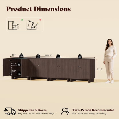 MKG002 Modular Storage Cabinet-4pc-F-walnut