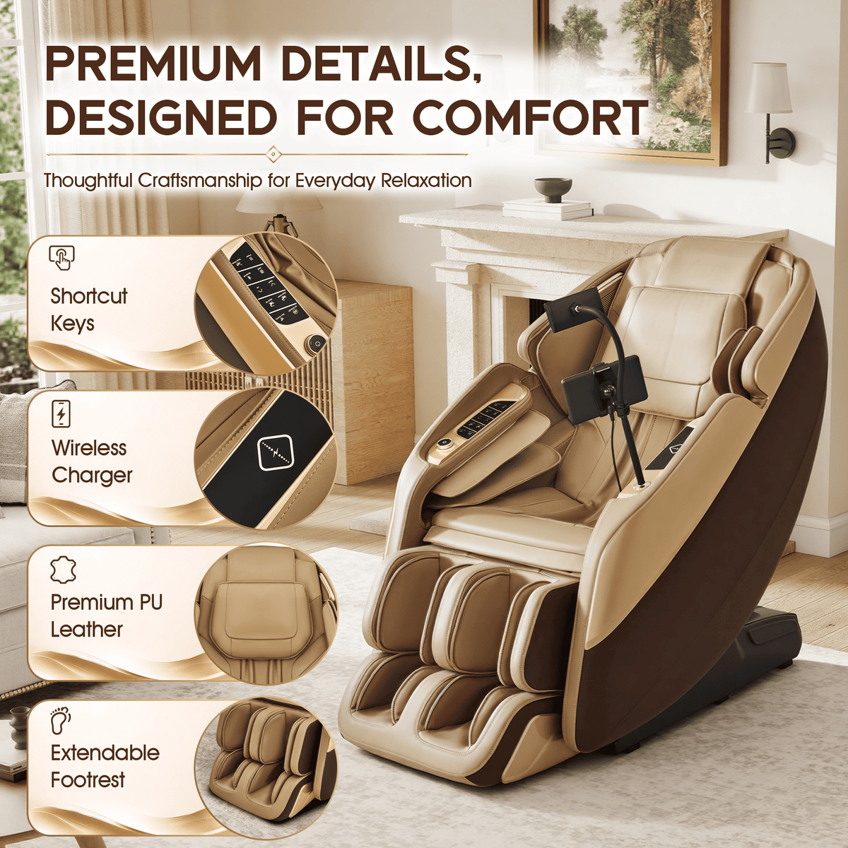 Smart 3D Zero Gravity Massage Chair-4D Massage Roller-Brown