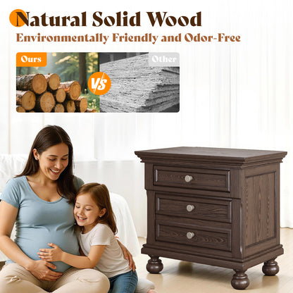 Bobbin Dark Solid Wood Nightstands-Dark Walnut-1 Piece