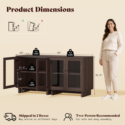 MKG002 Modular Storage Cabinet-2pc-E-walnut