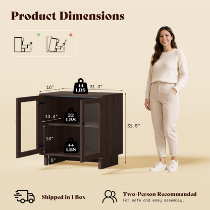 MKG002 Modular Storage Cabinet-1pc-E-walnut