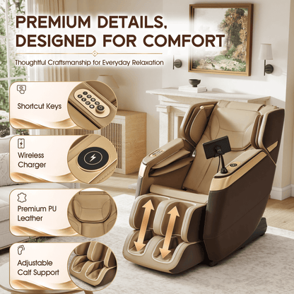 Smart 3D Zero Gravity Massage Chair-Wider Version-Brown