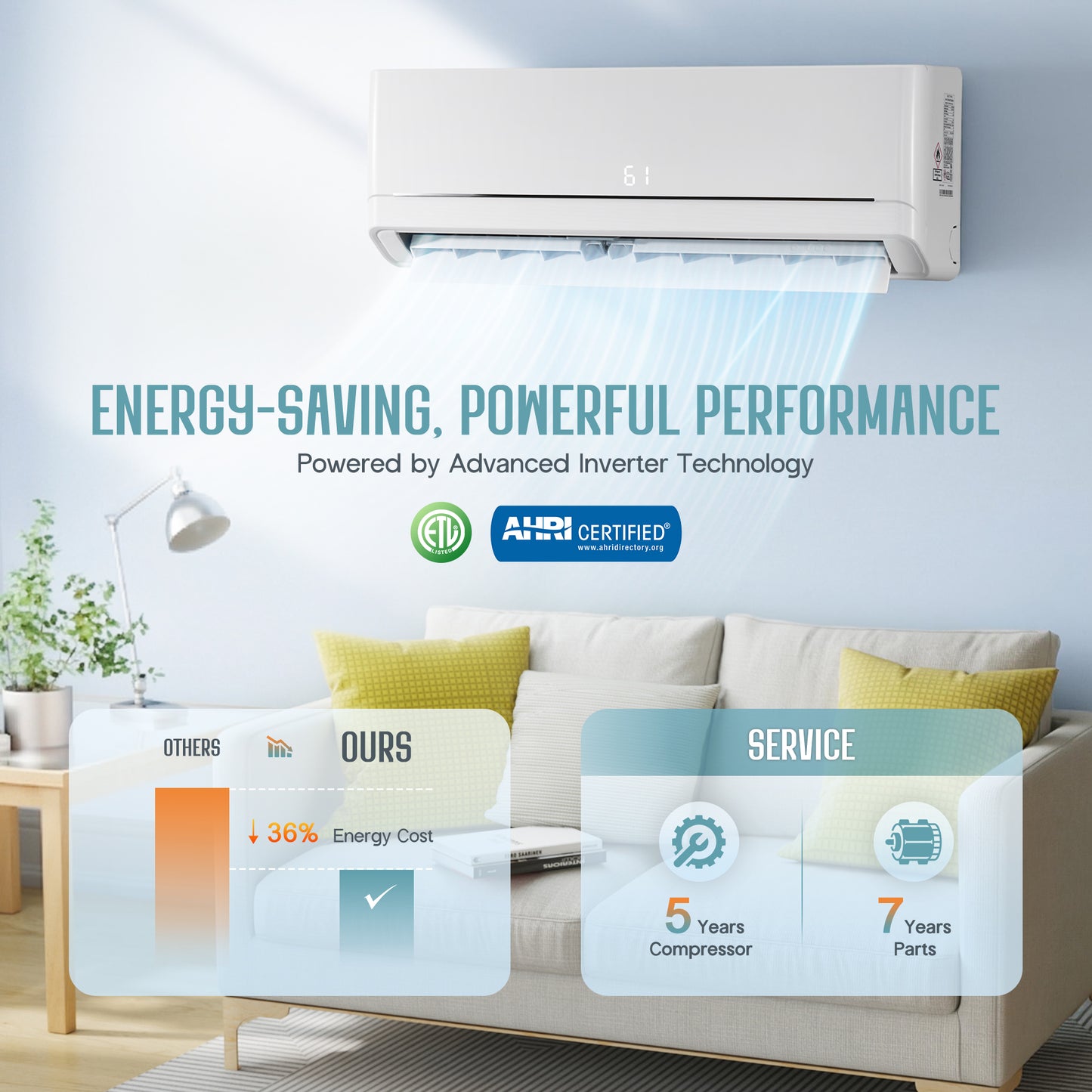 Whisper Ductless Mini Split AC and Heating System-24000BTU-220V