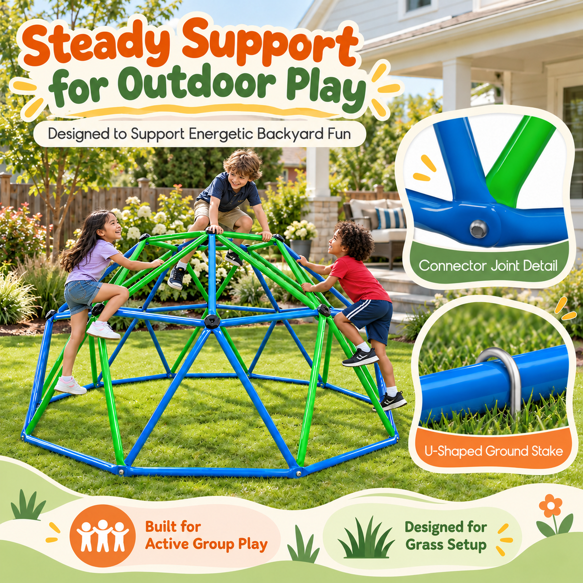 Outdoor Geometric Kids Jungle Gym-10*5 FT