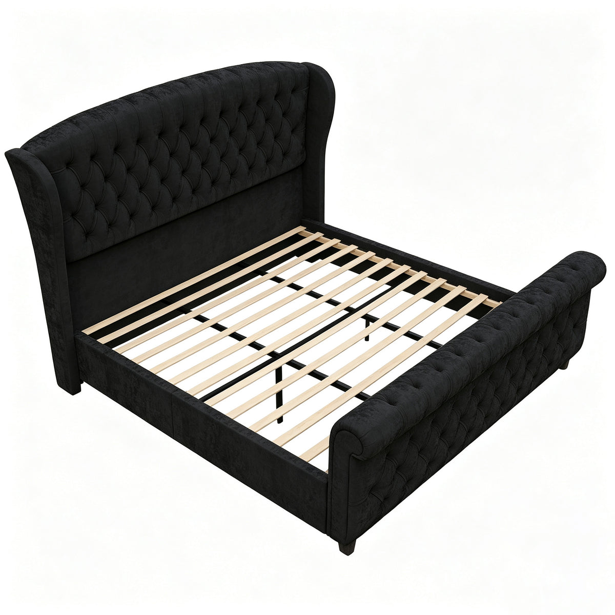 Bruco King Upholstered Sleigh Bed-Black
