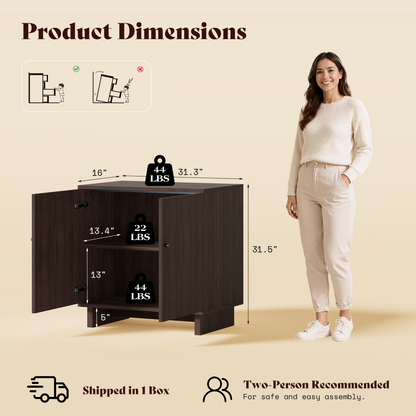MKG002 Modular Storage Cabinet-1pc-F-walnut
