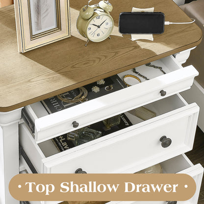 Bun Fully Assembly Wood Nightstand Amerlife White ＆Brown / 30" W