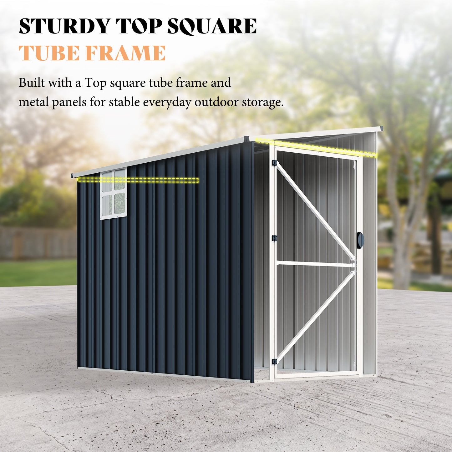 Lark Weatherproof Metal Garden Tool Shed with Sloped Roof-8x4FT