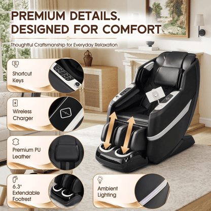 Smart 3D Zero Gravity Massage Chair-3D Massage Roller-Black