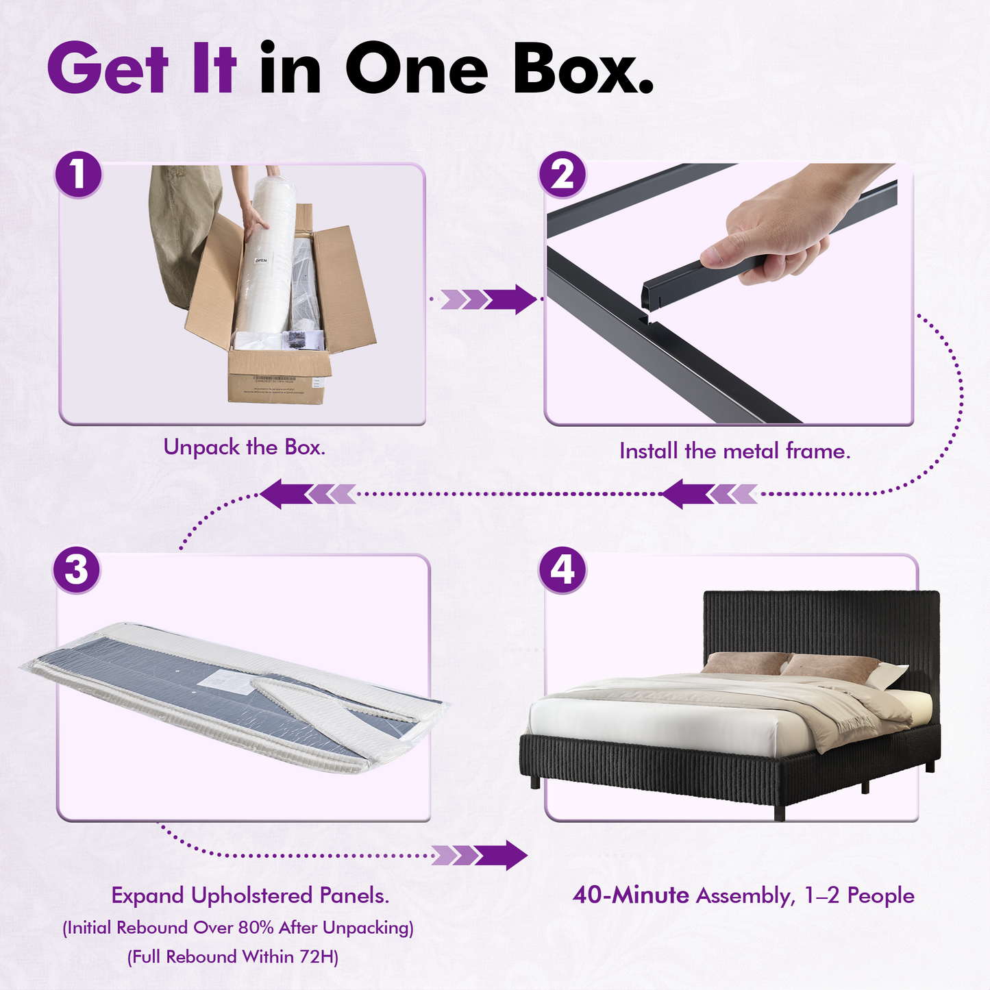 Velmure Corduroy Platform Bed Frame  Full / Black