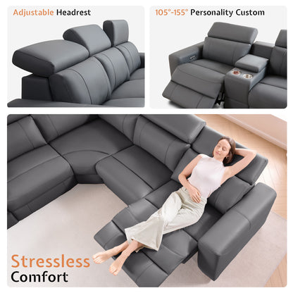 AMERLIFE Power Recliner Sectional Sofa