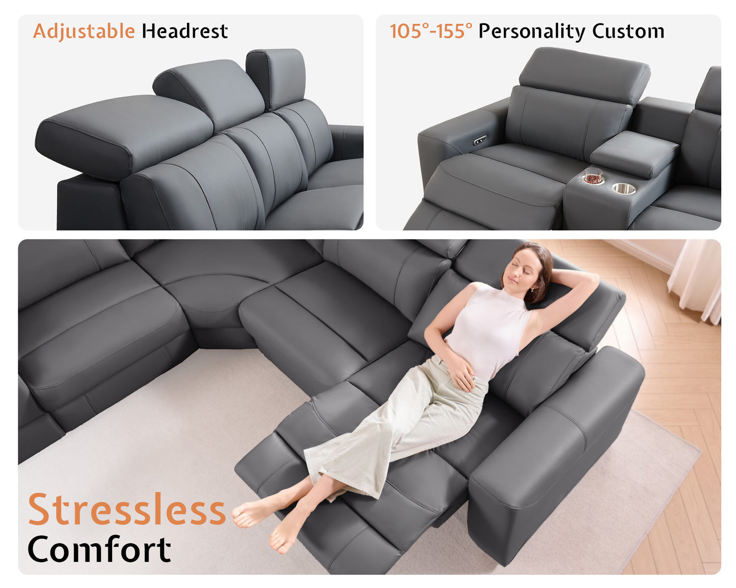 AMERLIFE Power Recliner Sectional Sofa