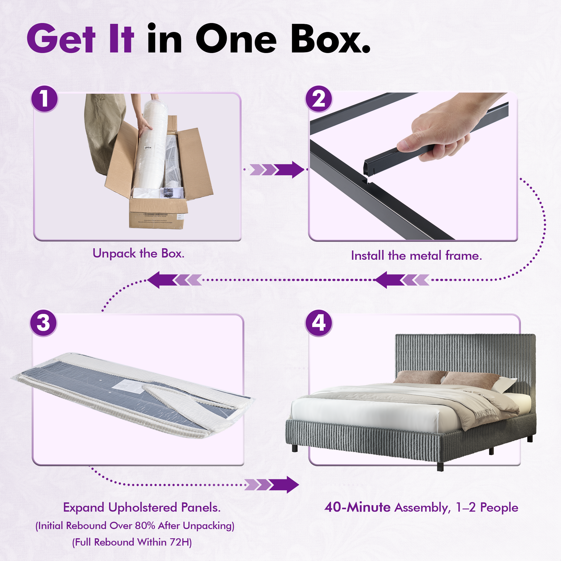 Velmure Corduroy Platform Bed Frame  Queen / Grey