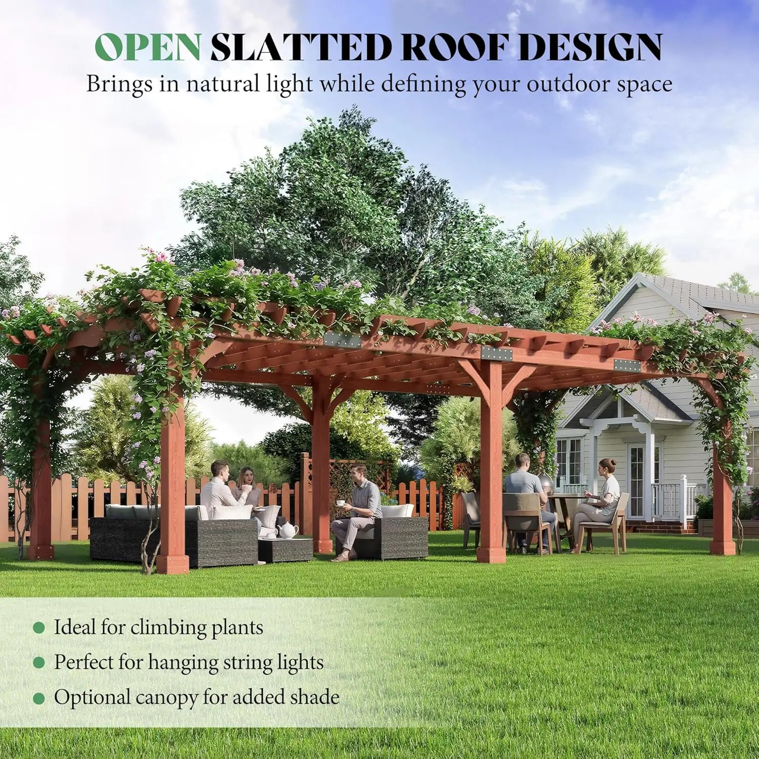 Cedrix Solid Cedar Wood Pergola-12X24