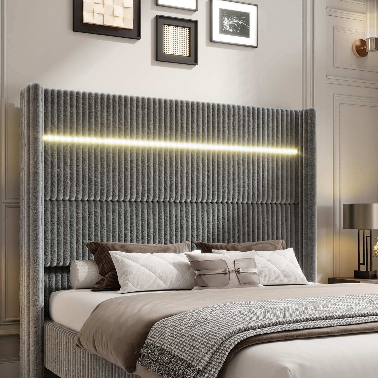 Warren Faux-Fur Bed Frame Amerlife 