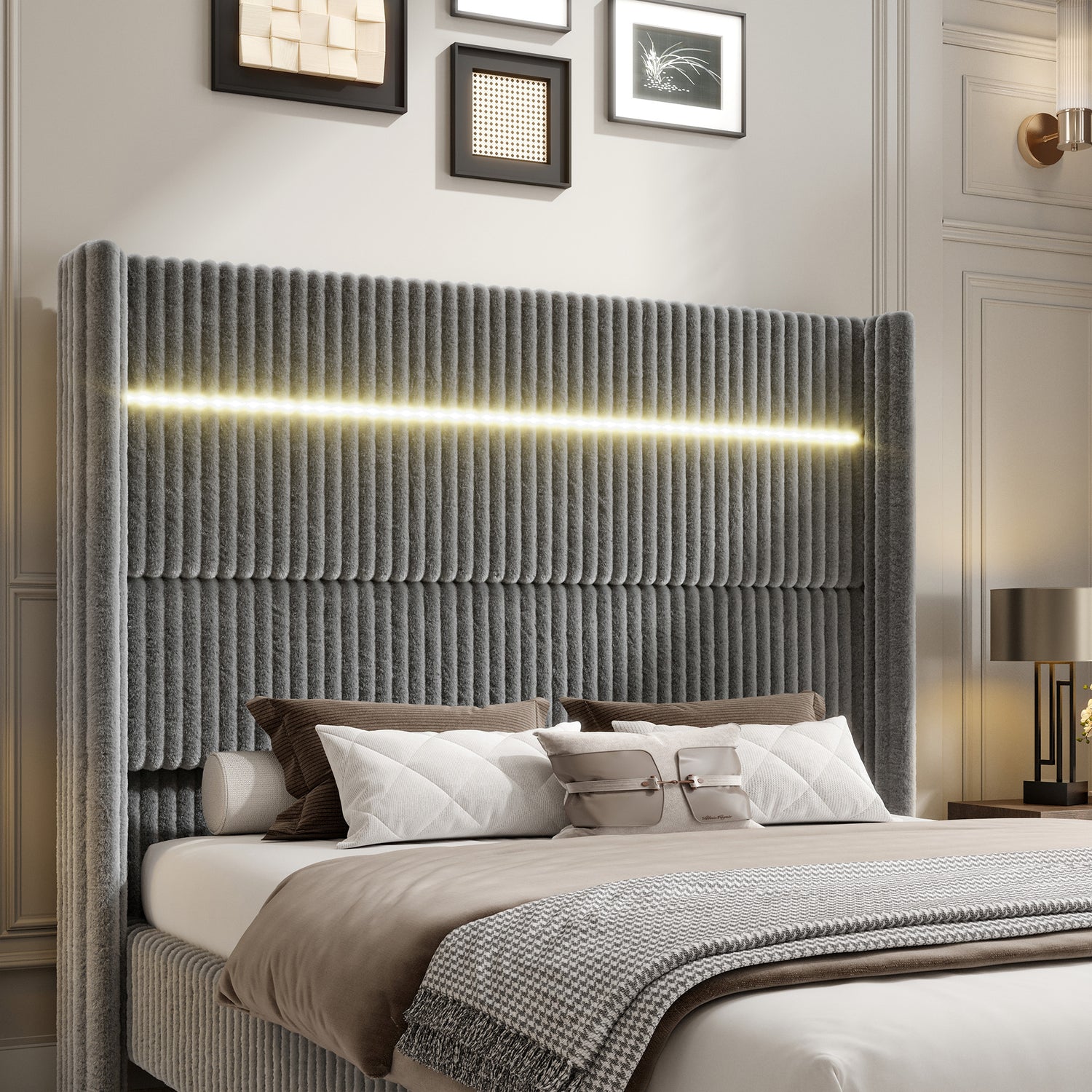 Warren Faux-Fur Bed Frame Amerlife 