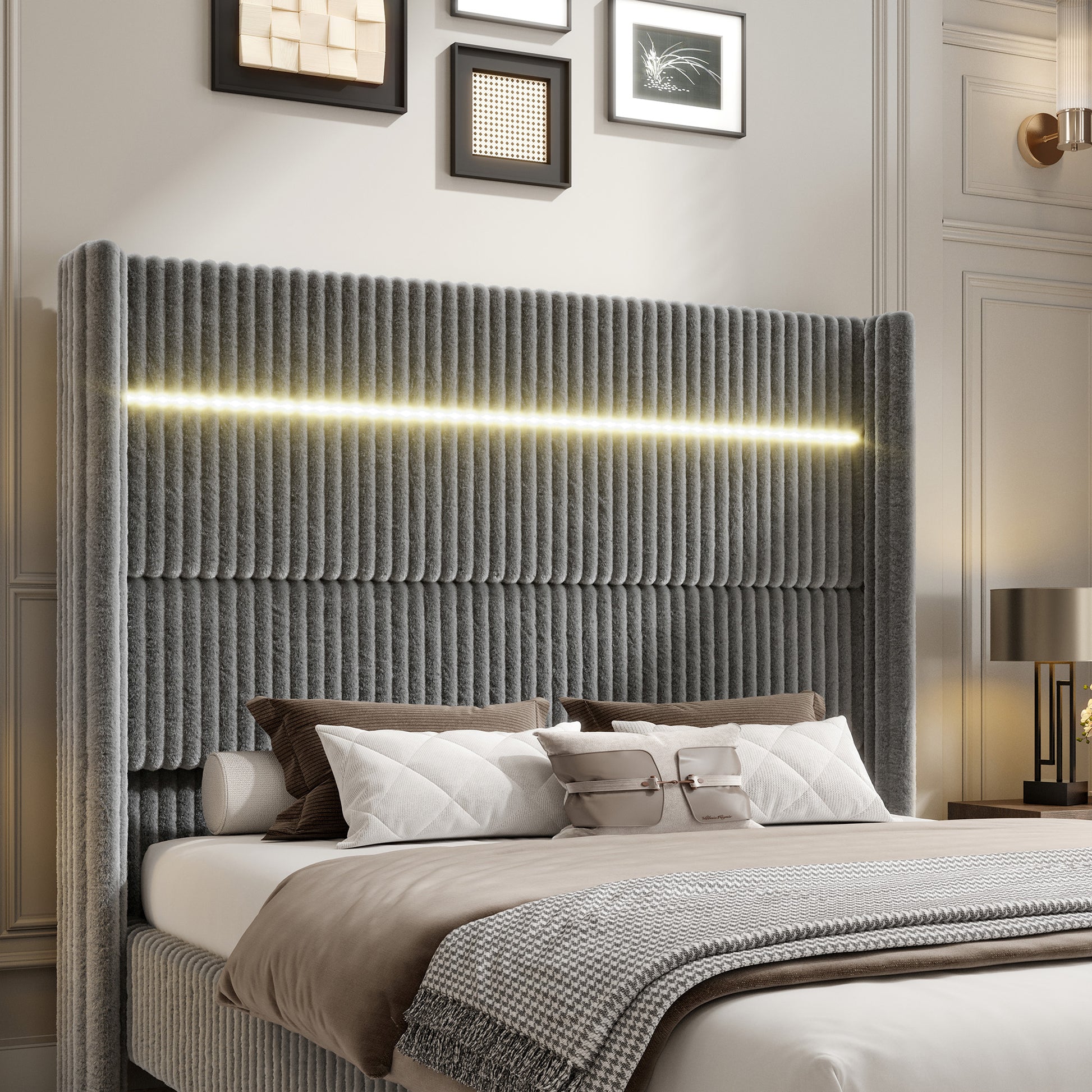 Warren Faux-Fur Bed Frame Amerlife 