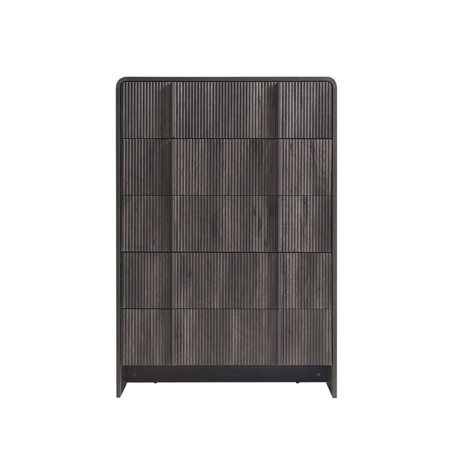 Grayon Fluted 5-Drawer Tall Dresser - Black