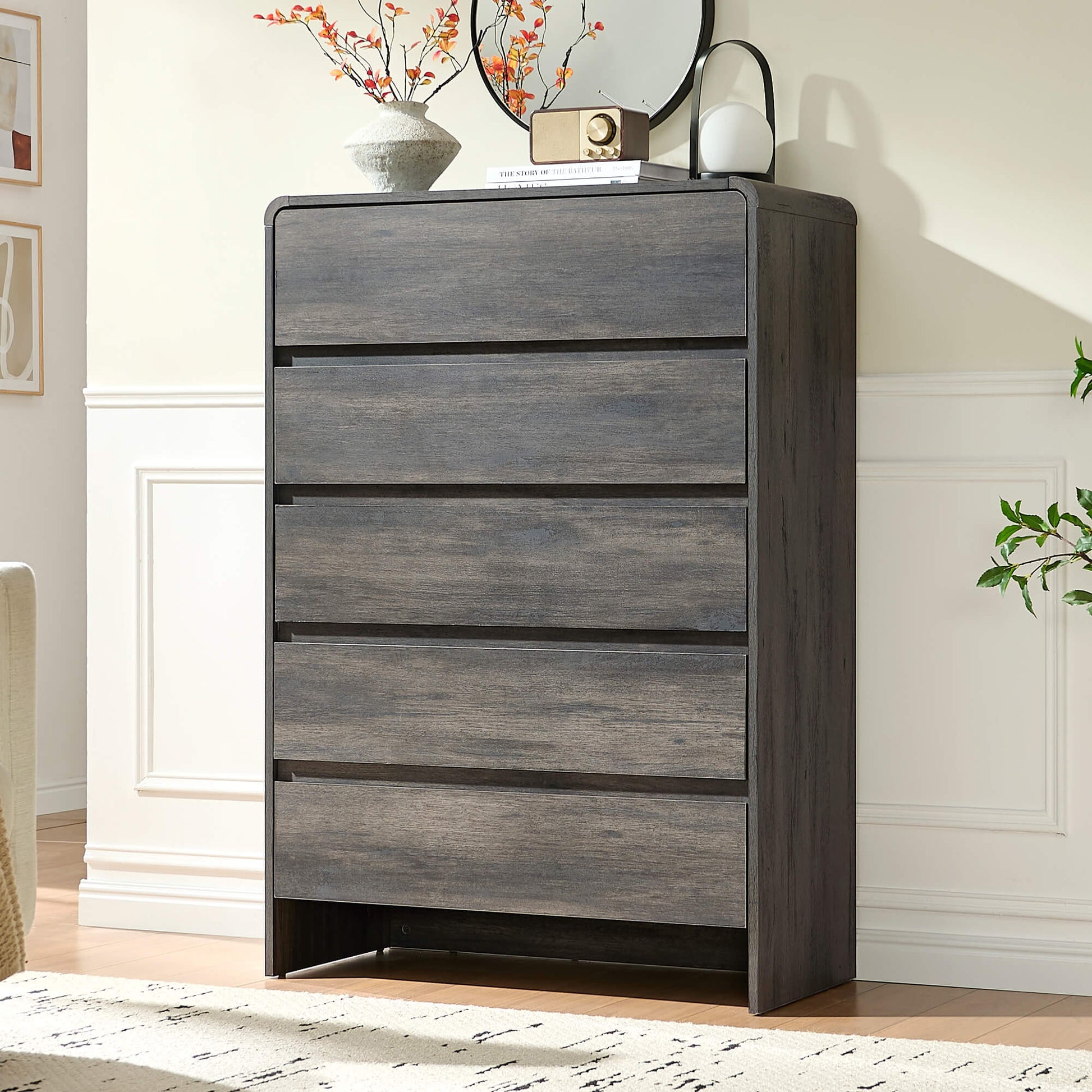 Garyon Modern 5-Drawer Storage Dresser _Black