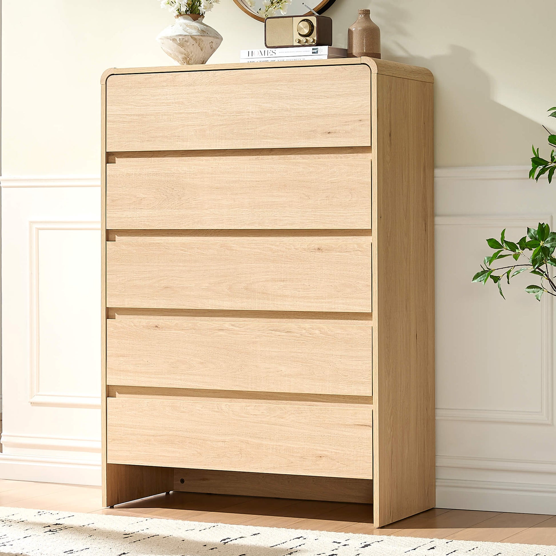 dresser corner Chest socks and so on Round Off Dresser - Oak