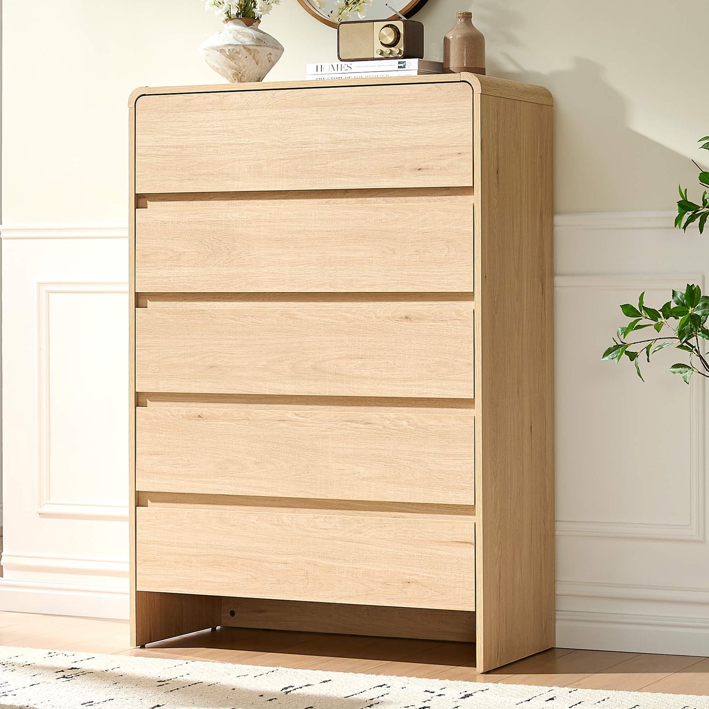 Garyon Modern 5-Drawer Storage Dresser _Light Oak