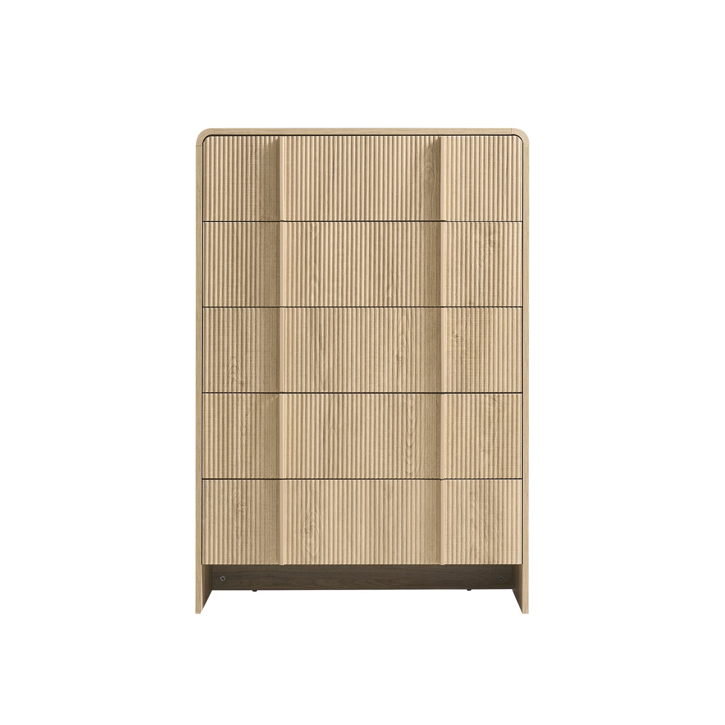 Grayon Fluted 5-Drawer Tall Dresser - Natural Oak