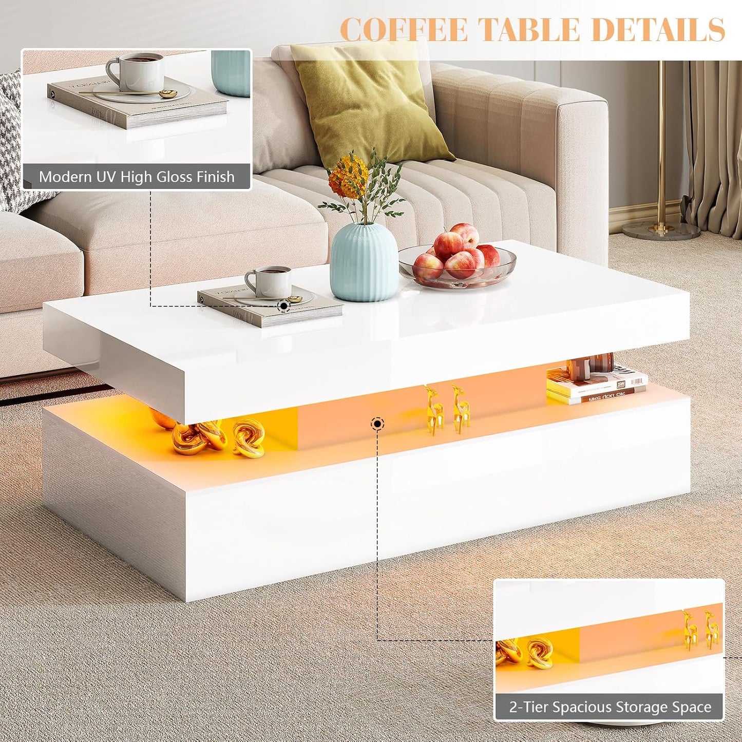Nebula 3-piece Living Room Set Amerlife 68" / White