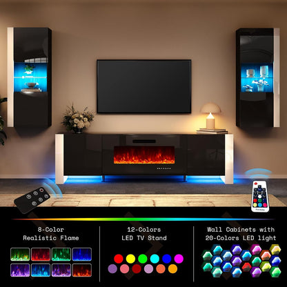 Ion Wall Unit Entertainment Center Set Amerlife 70" / Black