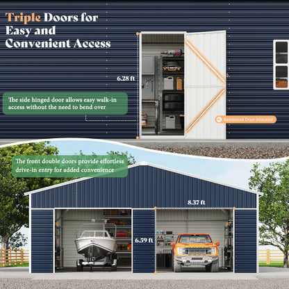 Extra Large Outdoor Metal Garage Shed Amerlife 25x30x11.5 FT 