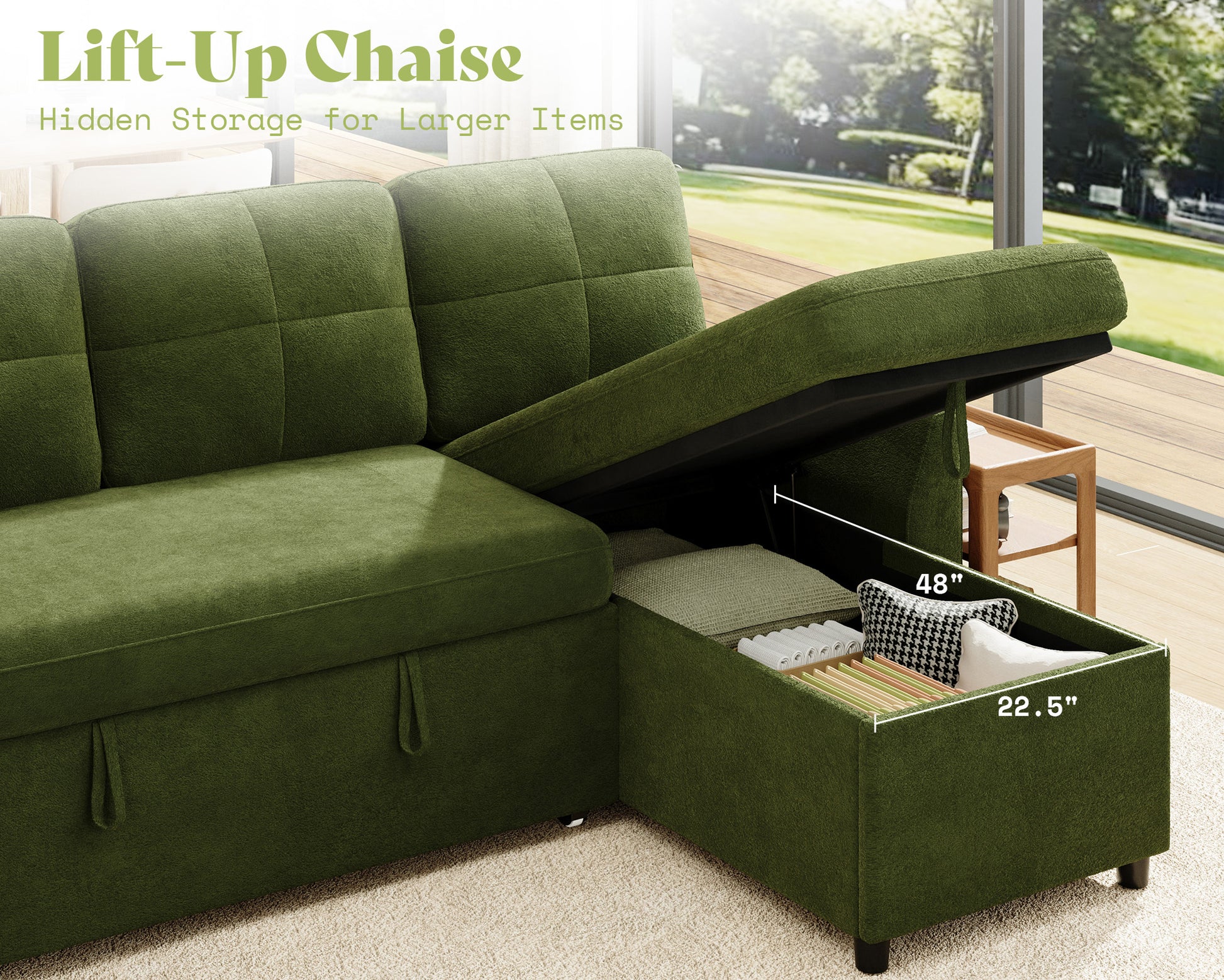 Vireli Convertible Sofa Bed Amerlife -Green