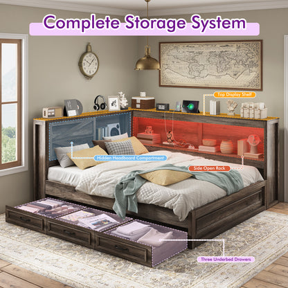 Slide Farmhouse Corner Bed Frame Amerlife 