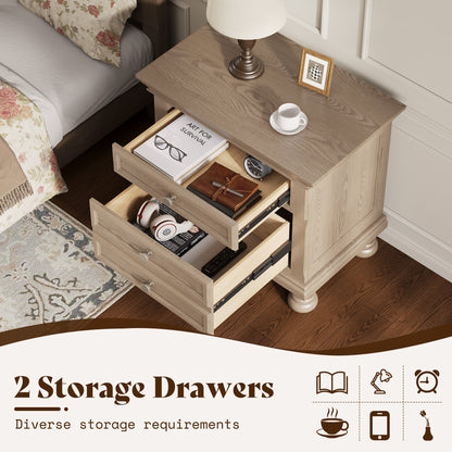Bobbin Dark Solid Wood Nightstands-Warm Taupe-1 Piece