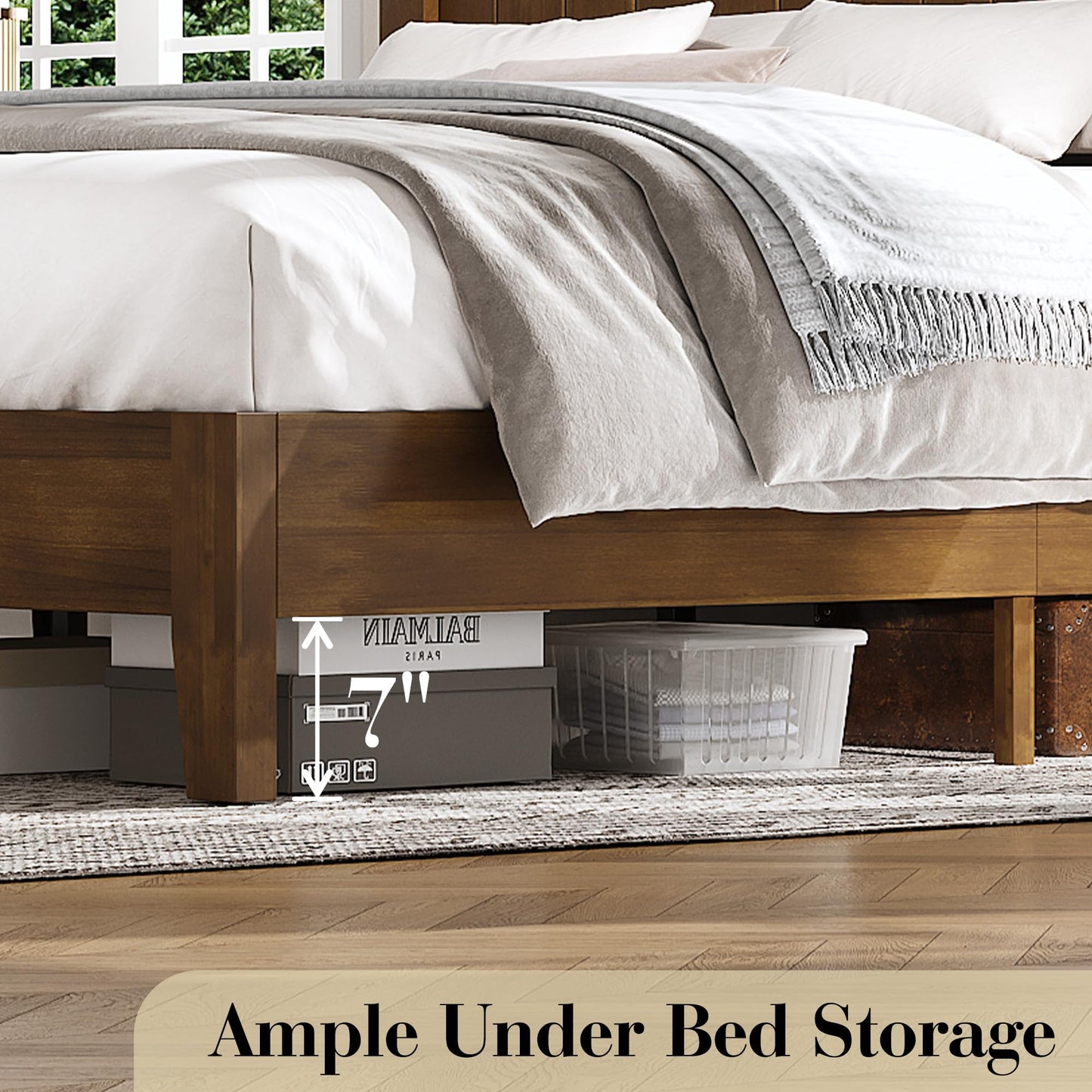 Sanderson Solid Wood Bed Frame Amerlife Queen / Brown