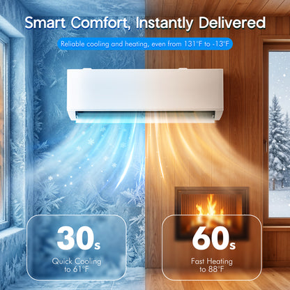 Multi-Zone Ductless Mini Split AC and Heating System (2 & 3 Zone)-2 Zone 20000 BTU (12k+12k)-WIFI