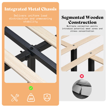 Corduroy Upholstered King Bed Frame-Black