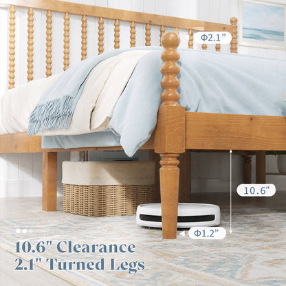 Classic Bobbin Solid Wood Bed Frame-King-Brown Walnut